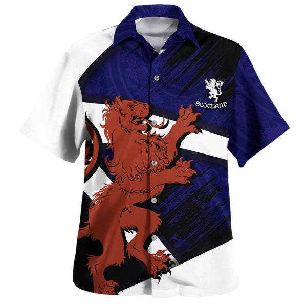 Scotland Hawaiian Shirt Roar of the Highland Lion Across the Saltire Sky