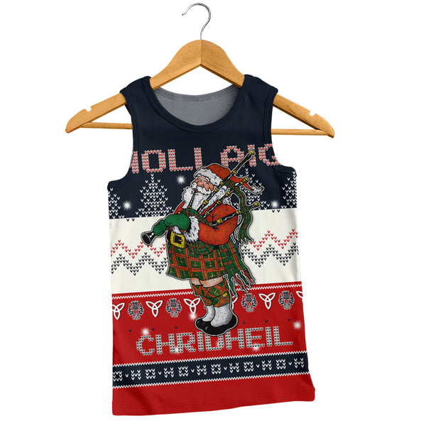 Scotland Tank Top Santa Highland Stroll with Bagpipes and Cheer