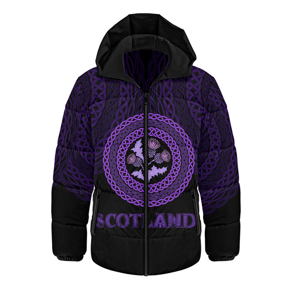 Scotland Hooded Padded Jacket Thistle Embrace of the Celtic Night