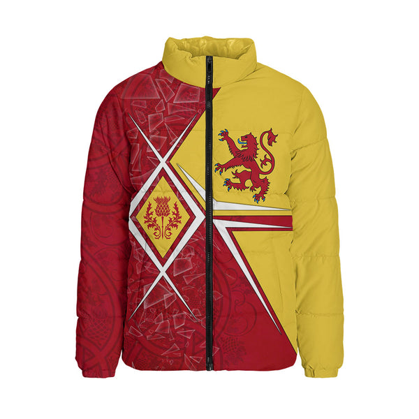 Scotland Padded Jacket Royal Flame Thistle Crest Red Lion Valor Modern Heritage Blend