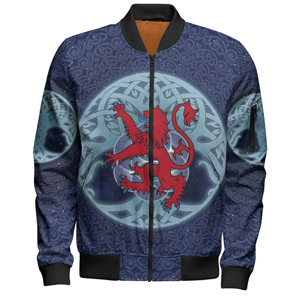Scotland Bomber Jacket Celestial Rampant Lion Mystic Knot Circle Legacy