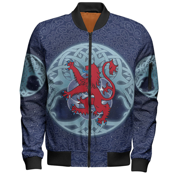 Scotland Bomber Jacket Celestial Rampant Lion Mystic Knot Circle Legacy