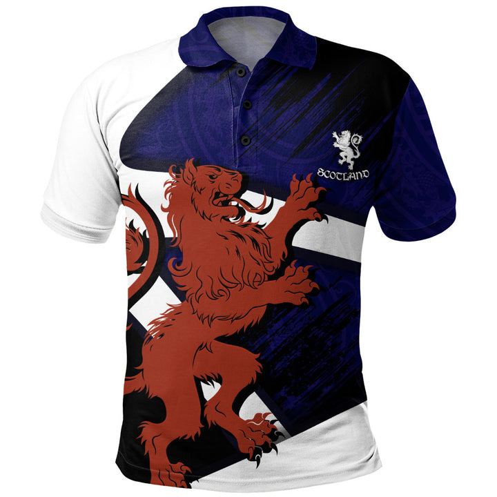 Scotland Polo Shirt Roar of the Highland Lion Across the Saltire Sky