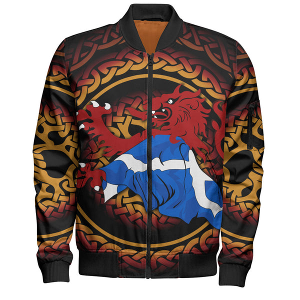 Scotland Bomber Jacket Burning Lion Celtic Flame Saltire Embrace Warrior Spirit Armor