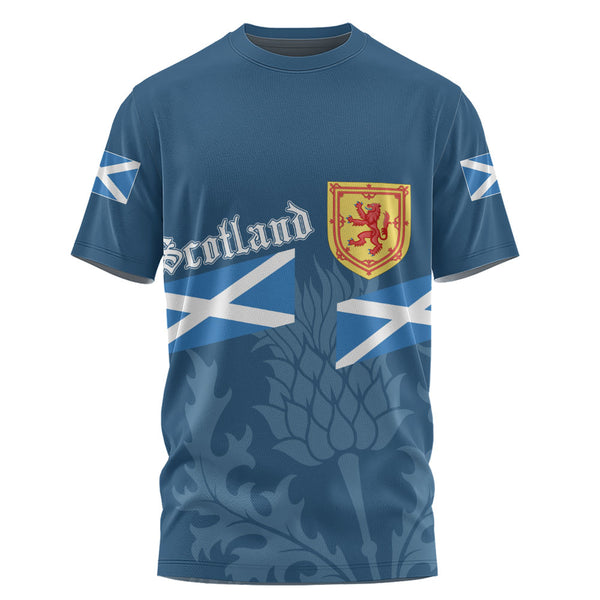 Scotland T-Shirt Saltire Thistle Crest Blue Heritage Emblem National Pride Wear