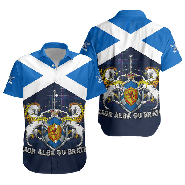 Scotland Short Sleeve Shirt Saor Alba Unicorn Crest Edition