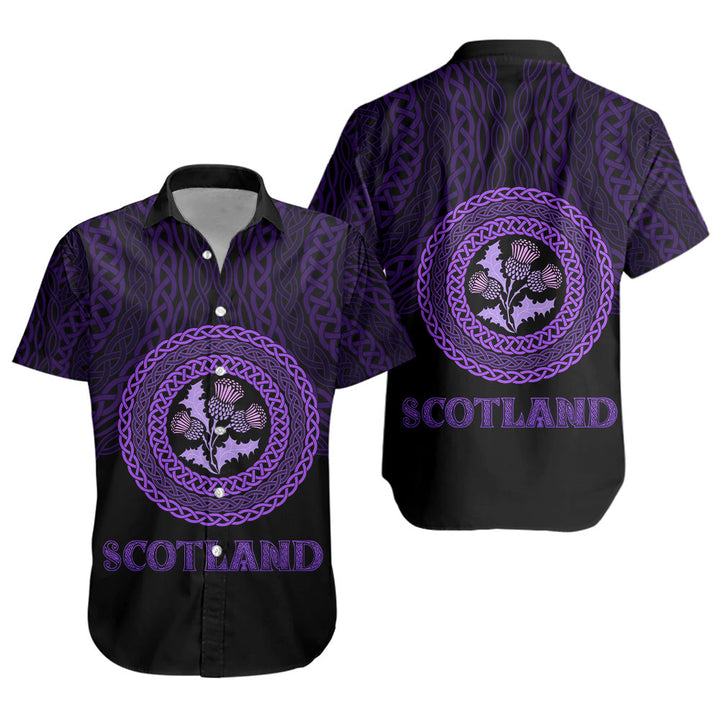 Scotland Short Sleeve Shirt Thistle Embrace of the Celtic Night