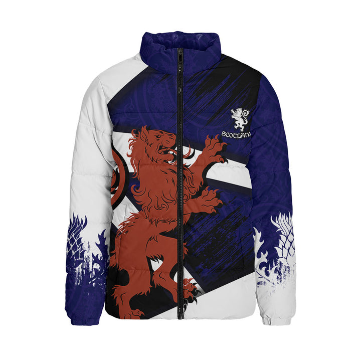 Scotland Padded Jacket Roar of the Highland Lion Across the Saltire Sky