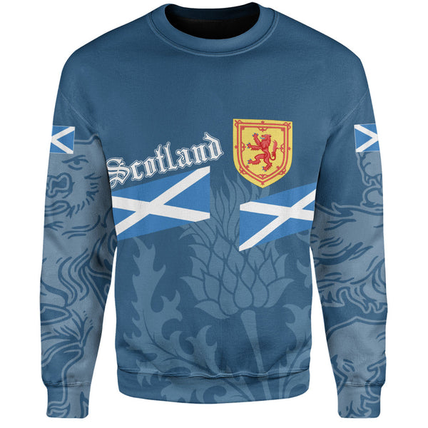 Scotland Sweatshirt Saltire Thistle Crest Blue Heritage Emblem National Pride Wear