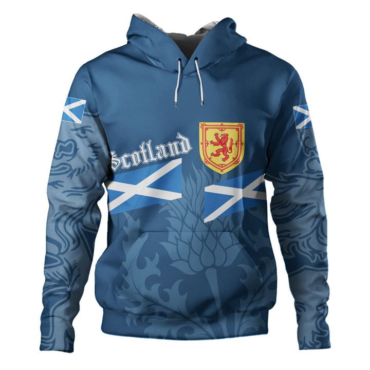 Scotland Hoodie Saltire Thistle Crest Blue Heritage Emblem National Pride Wear