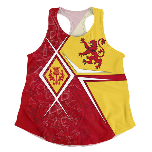 Scotland Women Tank Royal Flame Thistle Crest Red Lion Valor Modern Heritage Blend
