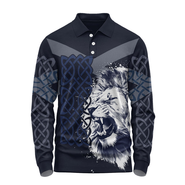 Scotland Long Sleeve Polo Shirt Majestic Pride The Celtic Guardian of Scotland