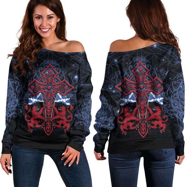 Scotland Off Shoulder Sweatshirt Celestial Guardians