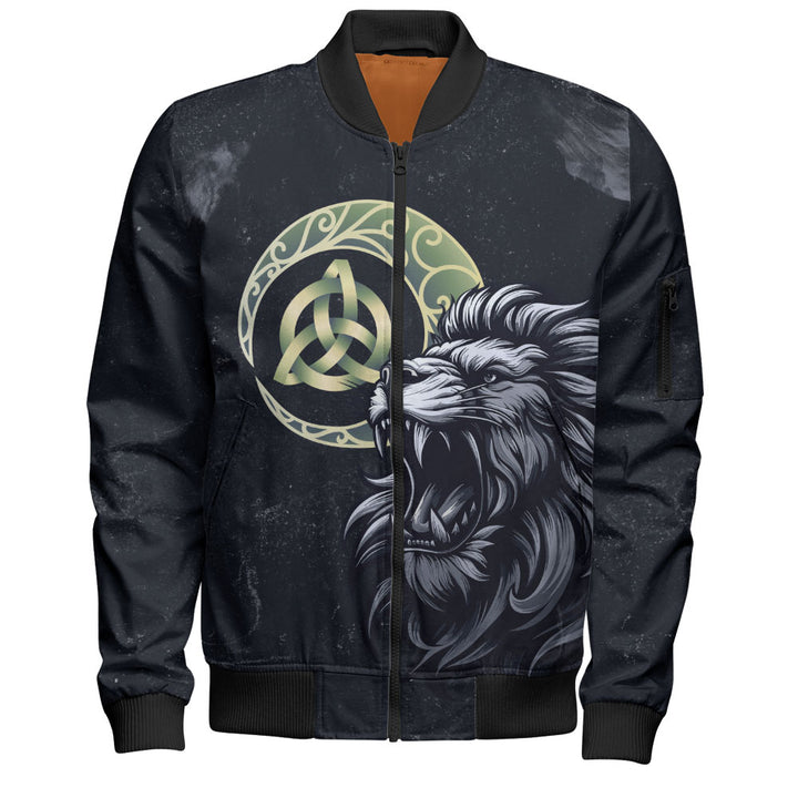 Scotland Bomber Jacket The Roar Beneath the Triquetra Moon Celtic Eclipse