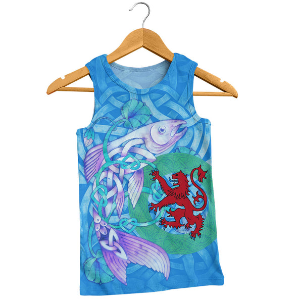 Scotland Tank Top Celtic Salmon Red Lion Spiritwater Heritage Mythical Highland Art