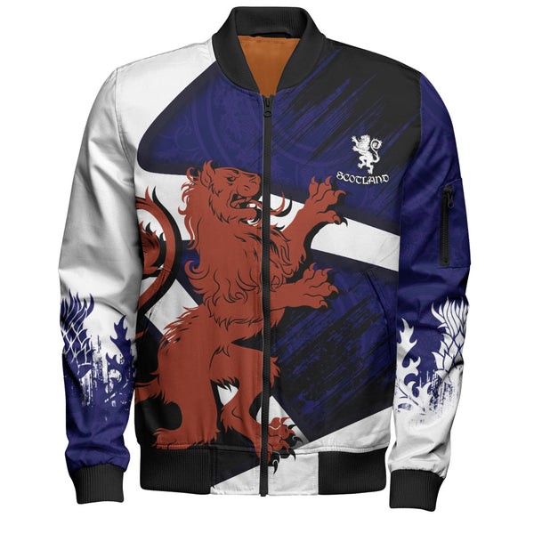 Scotland Bomber Jacket Roar of the Highland Lion Across the Saltire Sky