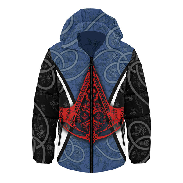 Scotland Hooded Padded Jacket Thistle Creed of the Celtic Highlands