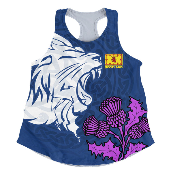 Scotland Women Tank Roaring Lion Thistle Pride Blue Bold National Identity Spiritwear