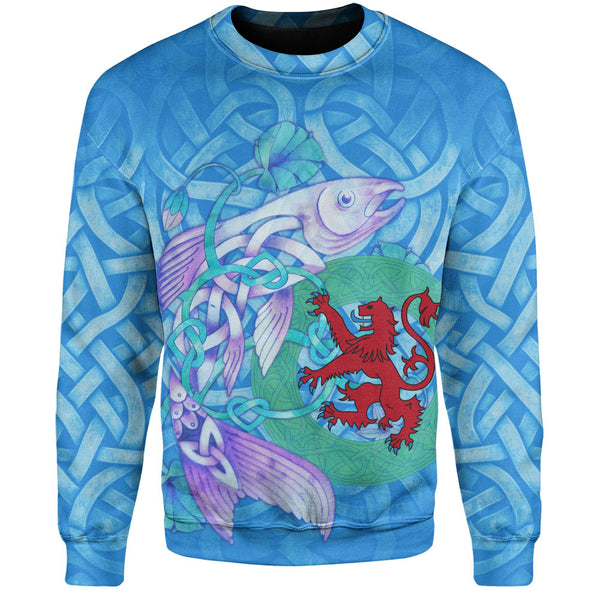 Scotland Sweatshirt Celtic Salmon Red Lion Spiritwater Heritage Mythical Highland Art