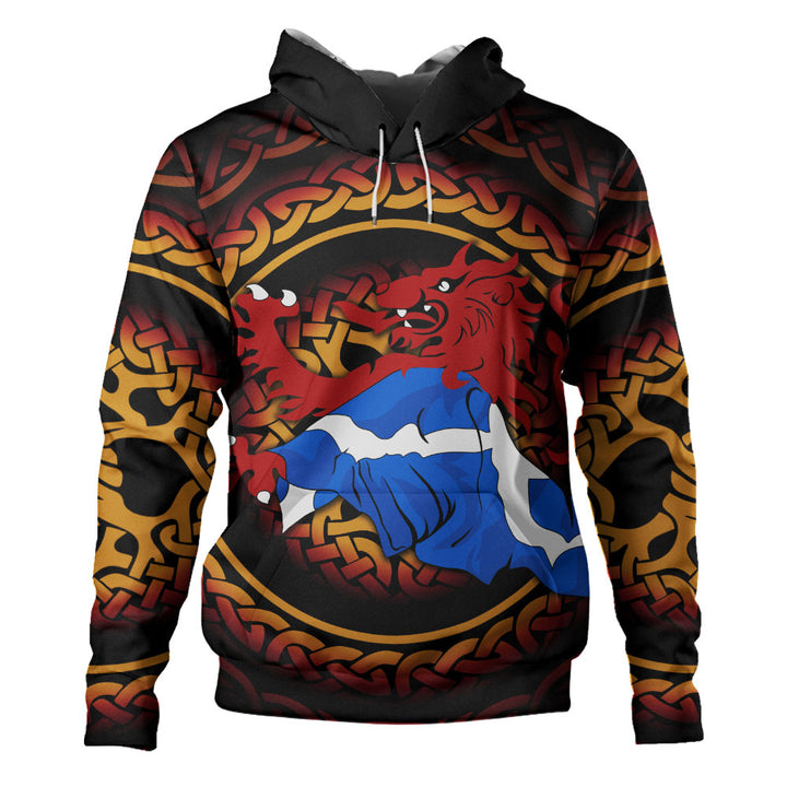 Scotland Hoodie Burning Lion Celtic Flame Saltire Embrace Warrior Spirit Armor