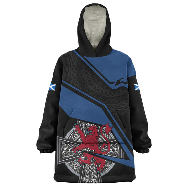 Scotland Snug Hoodie Red Lion Celtic Grid Armor Blue Black Warrior Path Edition