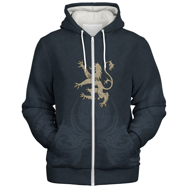 Scotland Sherpa Hoodie Twin Lion Crest Midnight Thistle Heritage Edition