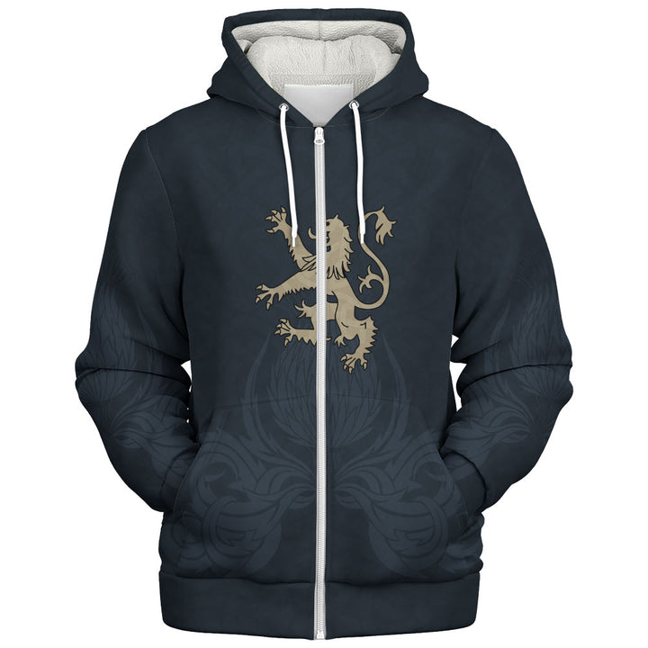 Scotland Sherpa Hoodie Twin Lion Crest Midnight Thistle Heritage Edition