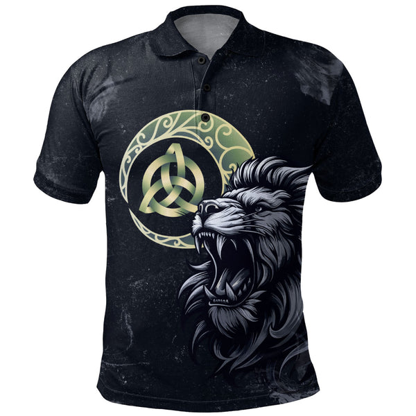 Scotland Polo Shirt The Roar Beneath the Triquetra Moon Celtic Eclipse