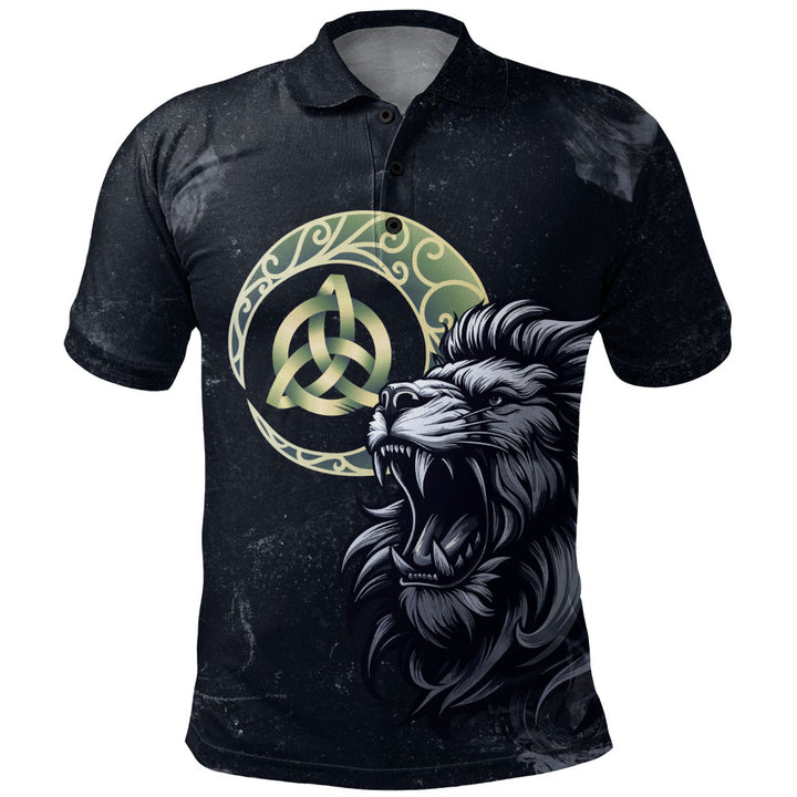 Scotland Polo Shirt The Roar Beneath the Triquetra Moon Celtic Eclipse