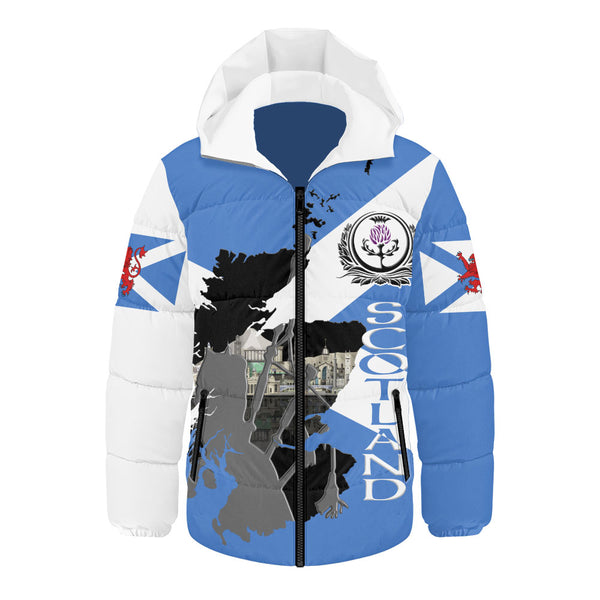 Scotland Hooded Padded Jacket Highland Roots Skyline Spirit