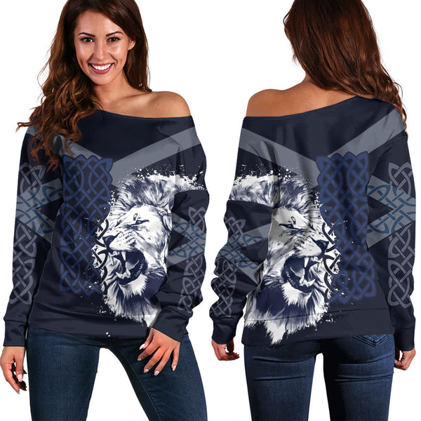 Scotland Off Shoulder Sweatshirt Majestic Pride The Celtic Guardian of Scotland