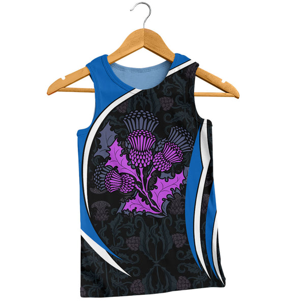 Scotland Tank Top Purple Thistle Modern Saltire Lines Highland Heritage Floral Power