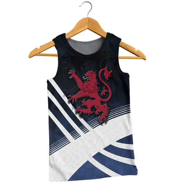 Scotland Tank Top Red Lion Dynamic Stripes Saltire Emblem Bold Highland Energy Look