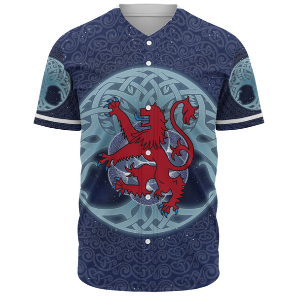 Scotland Baseball Shirt Celestial Rampant Lion Mystic Knot Circle Legacy