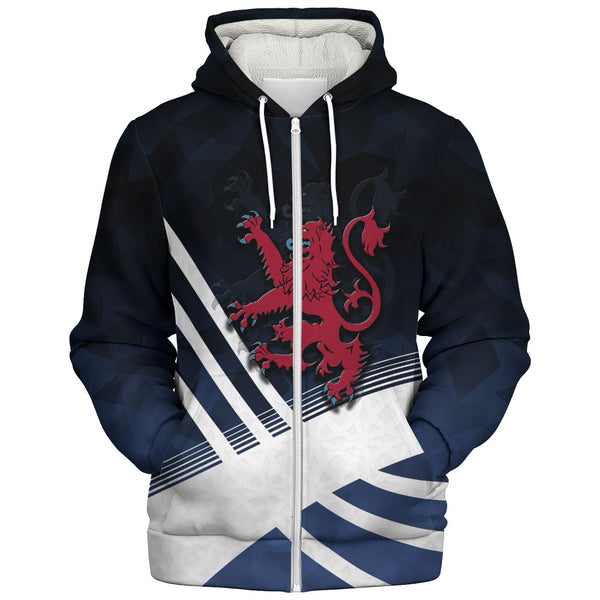 Scotland Hooded Padded Jacket Red Lion Dynamic Stripes Saltire Emblem Bold Highland Energy Look