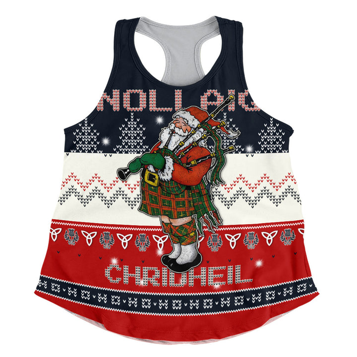 Scotland Women Tank Santa Highland Stroll with Bagpipes and Cheer