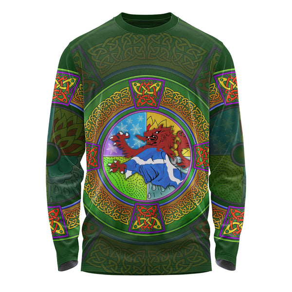 Scotland Long Sleeve T-Shirt Celtic Seasons Red Lion Saltire Tartan Heritage Pattern