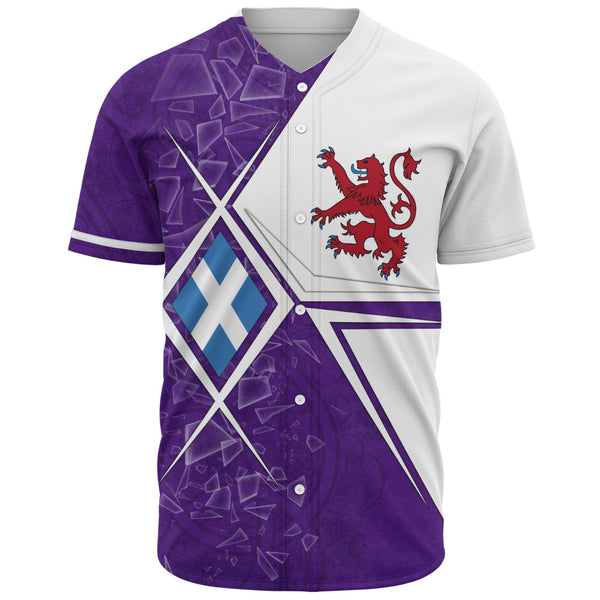 Scotland Baseball Shirt Purple Shard Lion Saltire Fusion Urban Highland Graphic Style