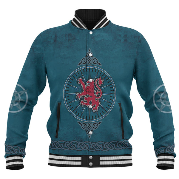 Scotland Baseball Jacket Celtic Compass Red Lion Direction Noble Highland Legacy Armor