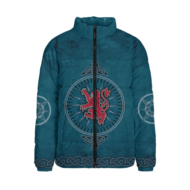Scotland Padded Jacket Celtic Compass Red Lion Direction Noble Highland Legacy Armor