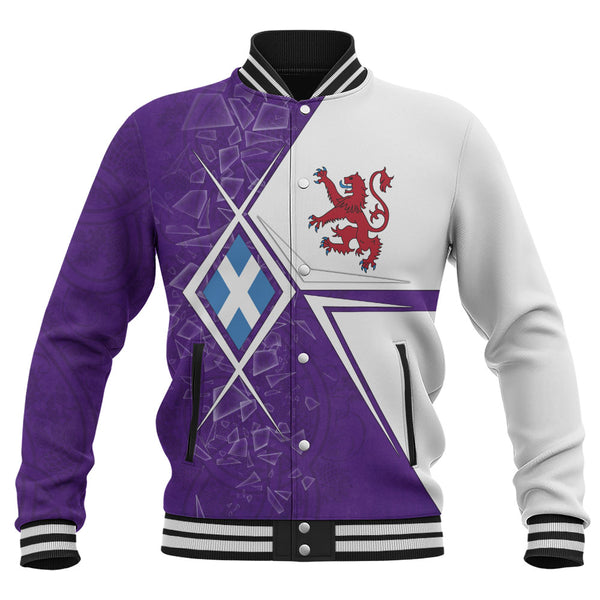 Scotland Baseball Jacket Purple Shard Lion Saltire Fusion Urban Highland Graphic Style