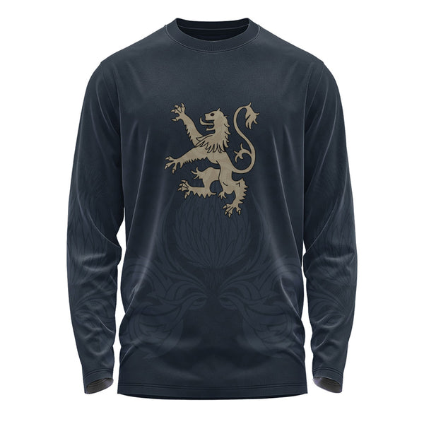 Scotland Long Sleeve T-Shirt Twin Lion Crest Midnight Thistle Heritage Edition