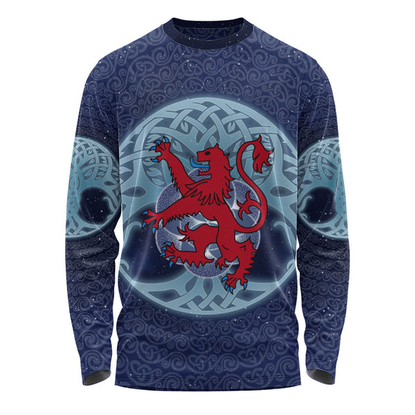 Scotland Long Sleeve T-Shirt Celestial Rampant Lion Mystic Knot Circle Legacy