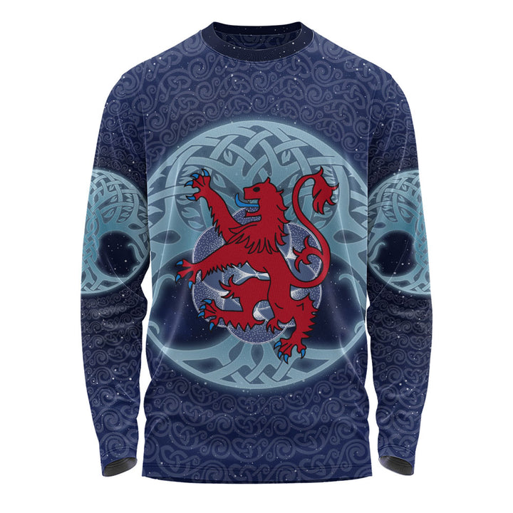 Scotland Long Sleeve T-Shirt Celestial Rampant Lion Mystic Knot Circle Legacy