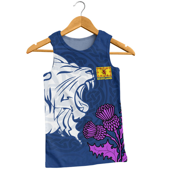 Scotland Tank Top Roaring Lion Thistle Pride Blue Bold National Identity Spiritwear