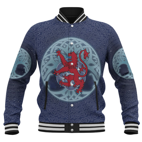 Scotland Baseball Jacket Celestial Rampant Lion Mystic Knot Circle Legacy