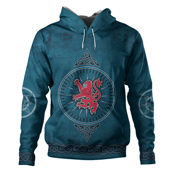 Scotland Hoodie Celtic Compass Red Lion Direction Noble Highland Legacy Armor