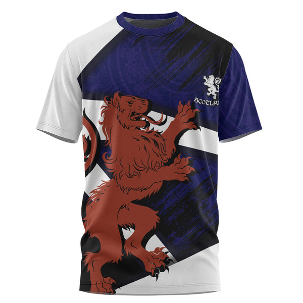 Scotland T-Shirt Roar of the Highland Lion Across the Saltire Sky