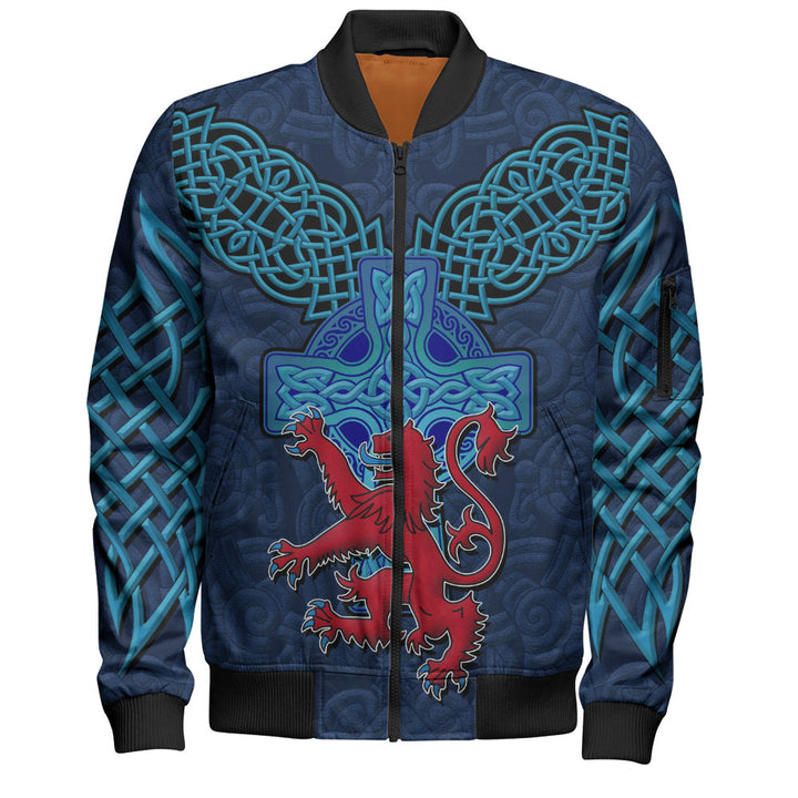 Scotland Bomber Jacket Highland Valor The Crimson Lion and Celtic Cross