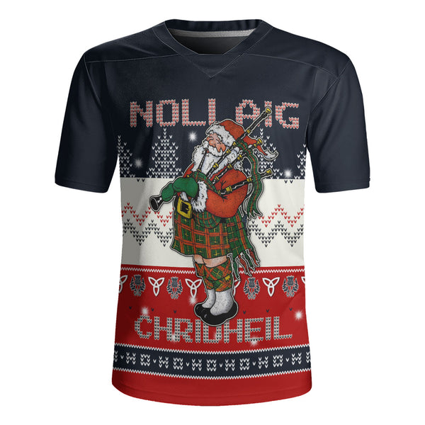 Scotland Rugby Jersey Santa Highland Stroll with Bagpipes and Cheer